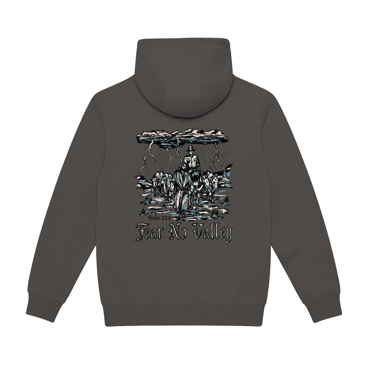 Fear No Valley Hoodie / Smoke / back on white