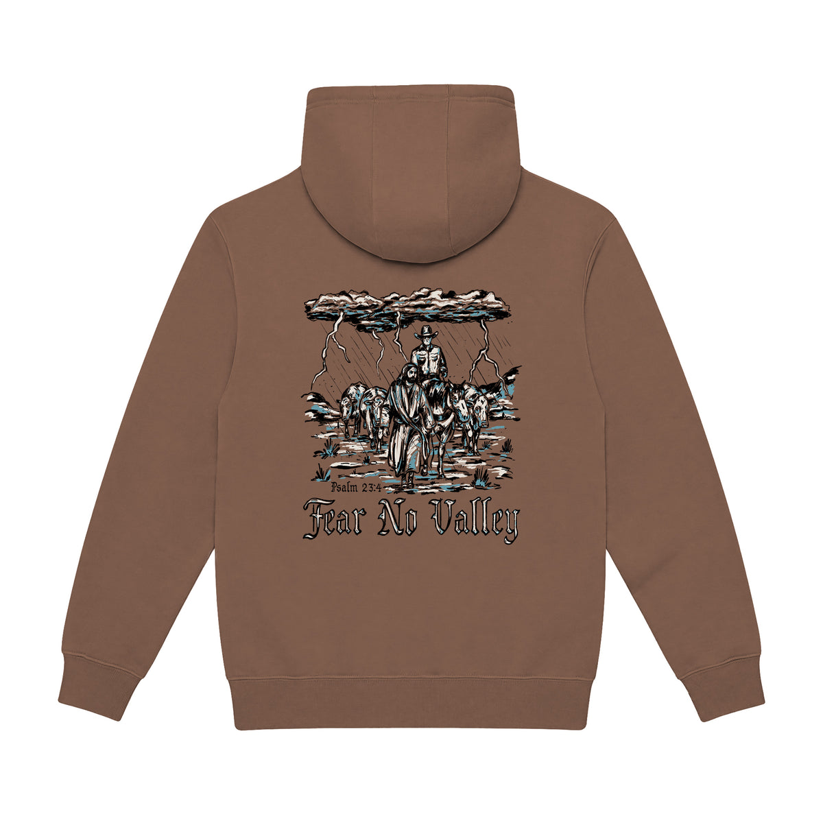 Fear No Valley Hoodie / Chestnut / back on white