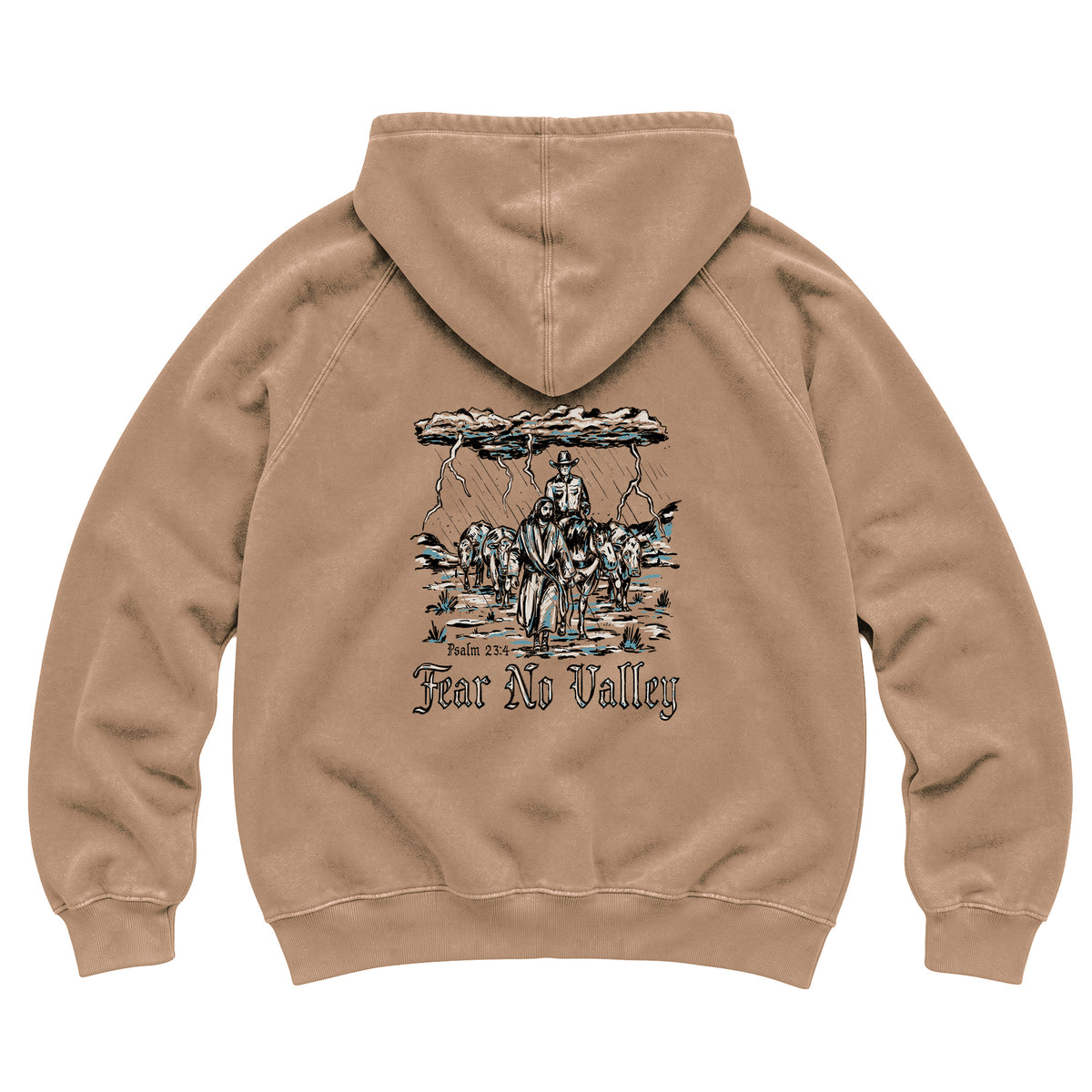 Fear No Valley Hoodie / Vintage Coffee / back on white