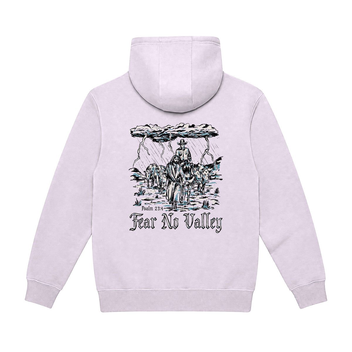 Fear No Valley Hoodie / Lilac / back on white