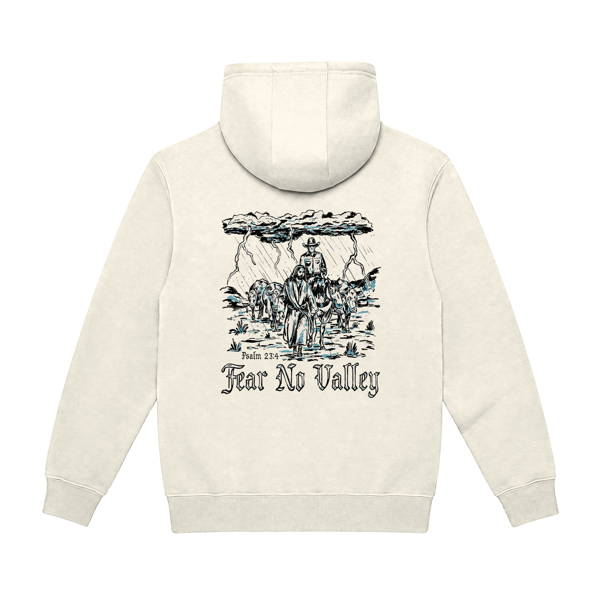 Fear No Valley Hoodie / Tofu / back on white