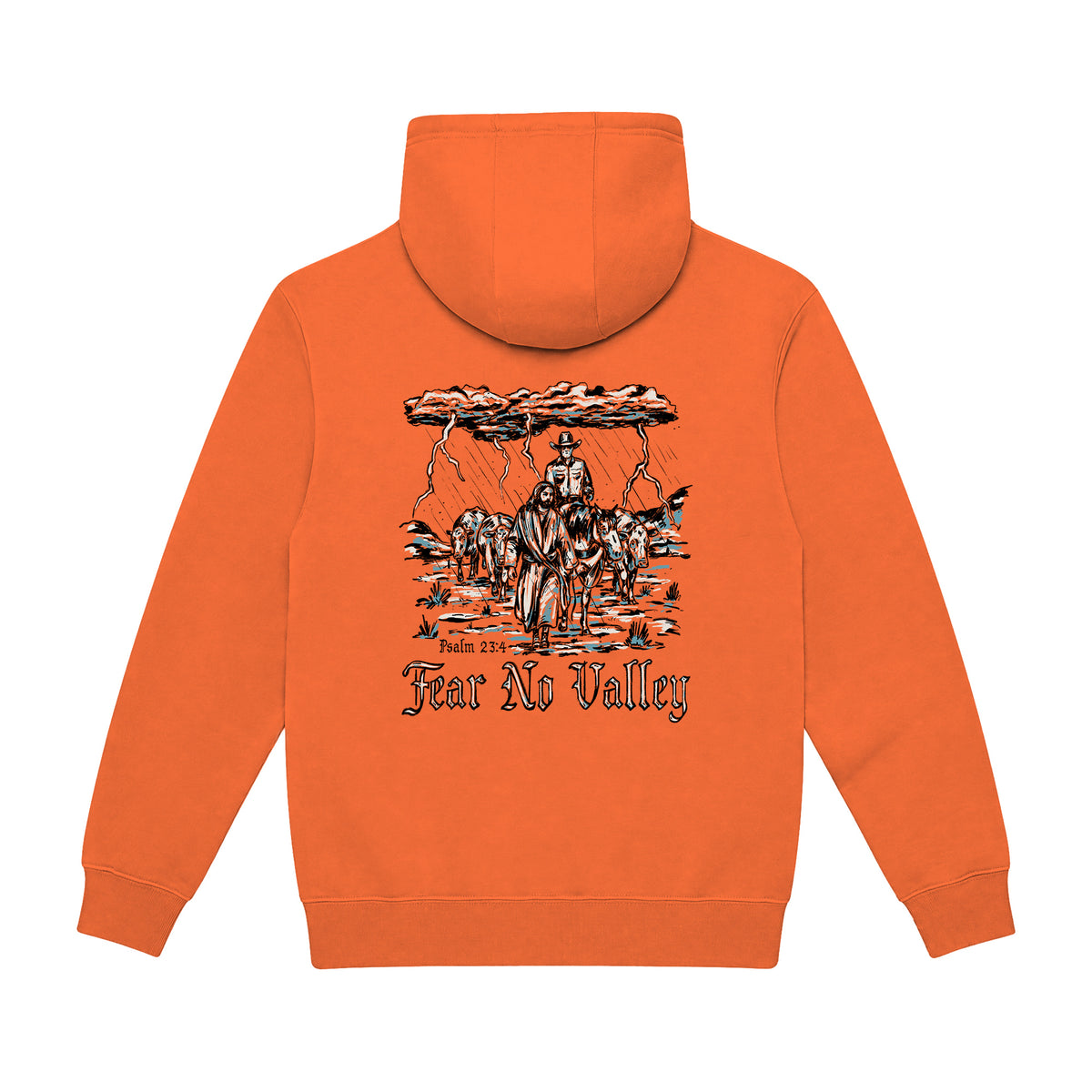Fear No Valley Hoodie / Carrot / back on white