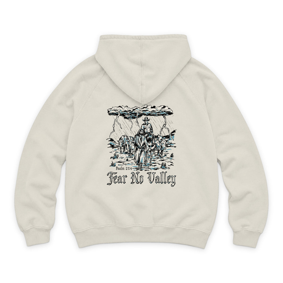Fear No Valley Hoodie / Vintage Arctic / back on white