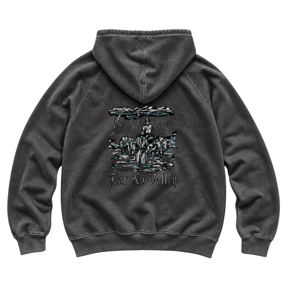 Fear No Valley Hoodie / Vintage Black / back on white