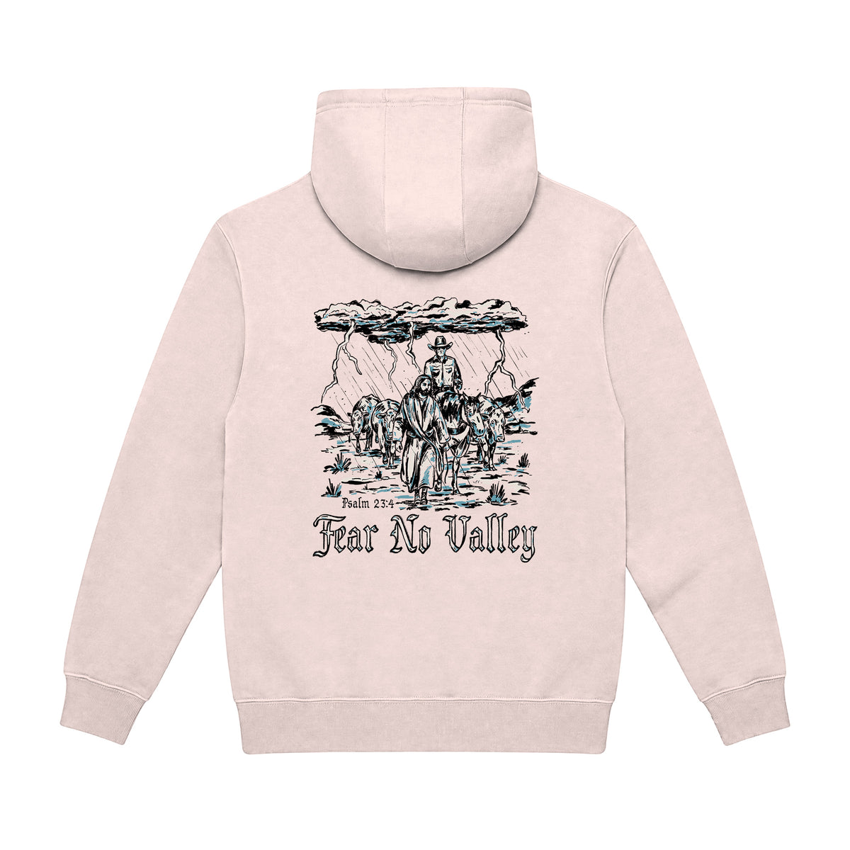 Fear No Valley Hoodie / Pale Pink / back on white
