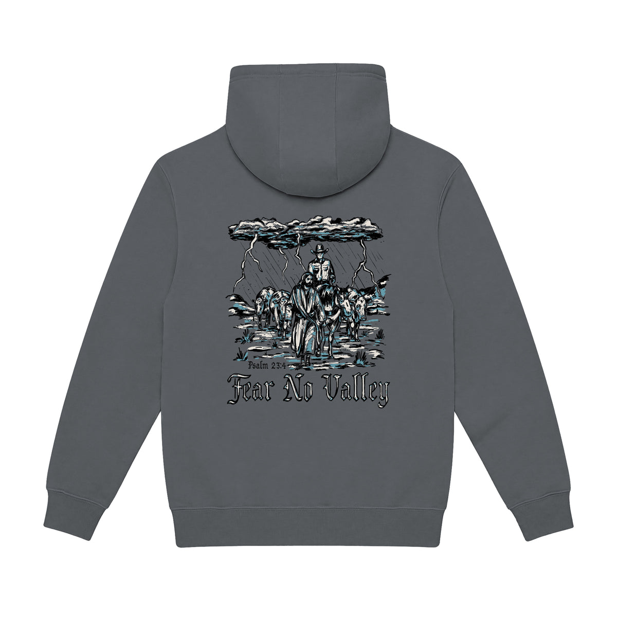 Fear No Valley Hoodie / Rock / back on white