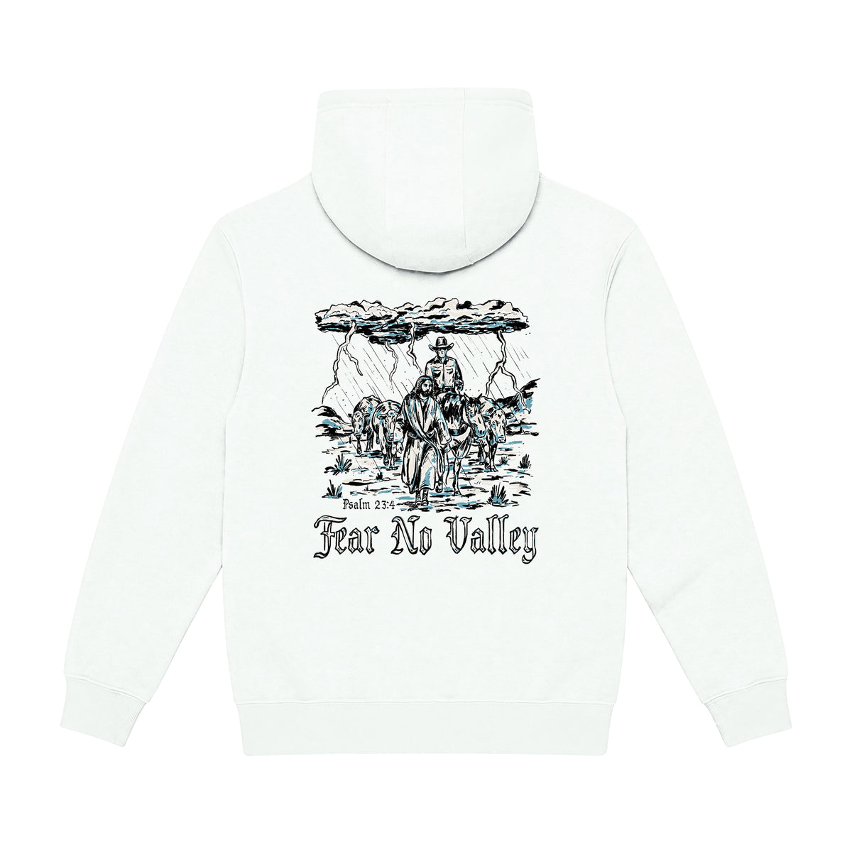 Fear No Valley Hoodie / Oatmeal Heather / back on white