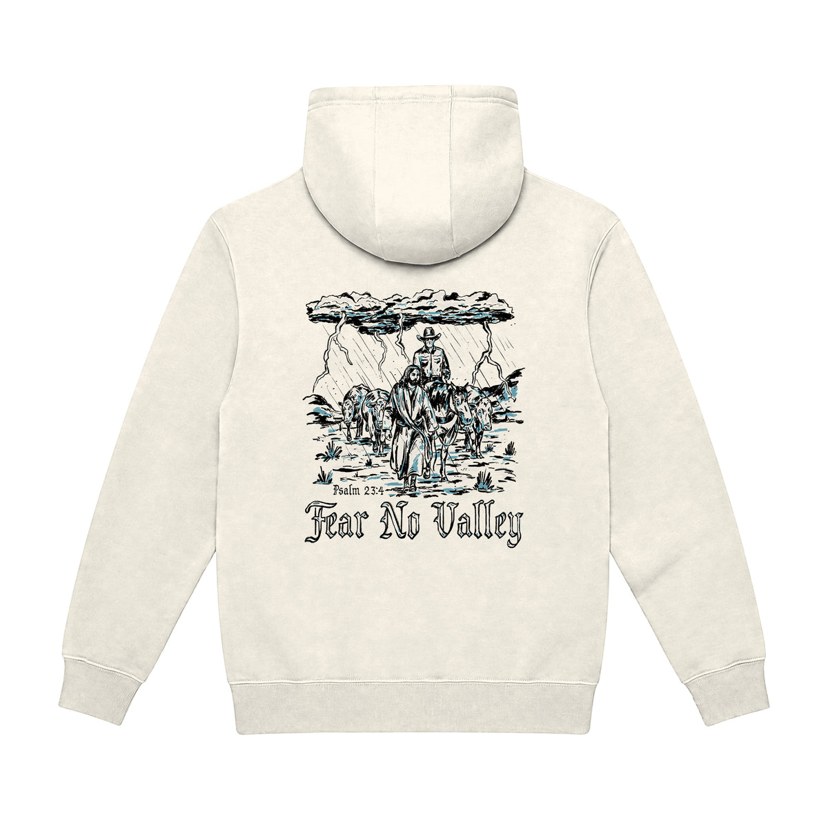 Fear No Valley Hoodie / Sand / back on white