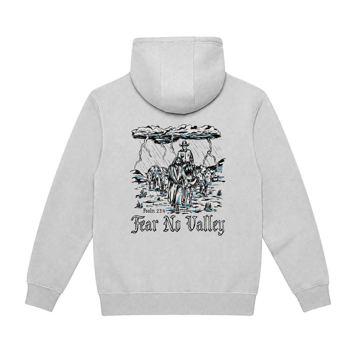 Fear No Valley Hoodie / Dove Grey / back on white