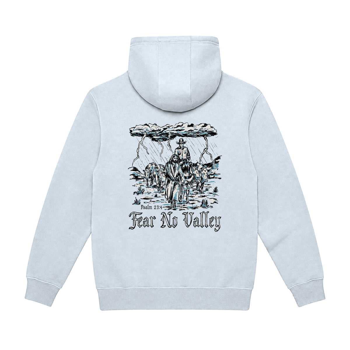 Fear No Valley Hoodie / White / back on white