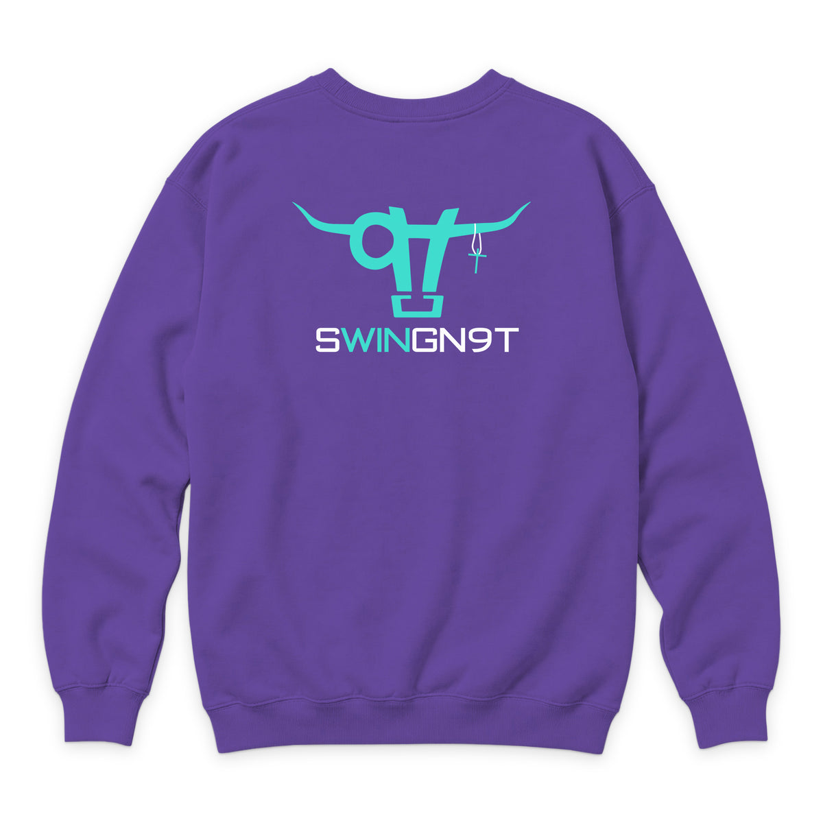 SwingN9T Crewneck — Purple — back view on white