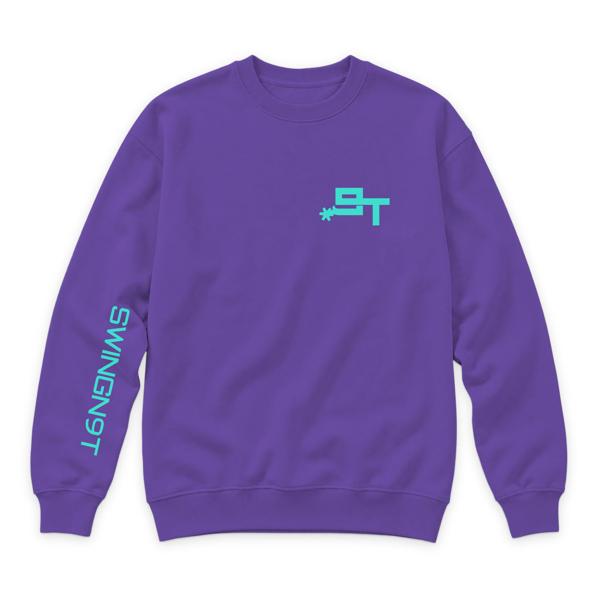 SwingN9T Crewneck — Purple — front view on white