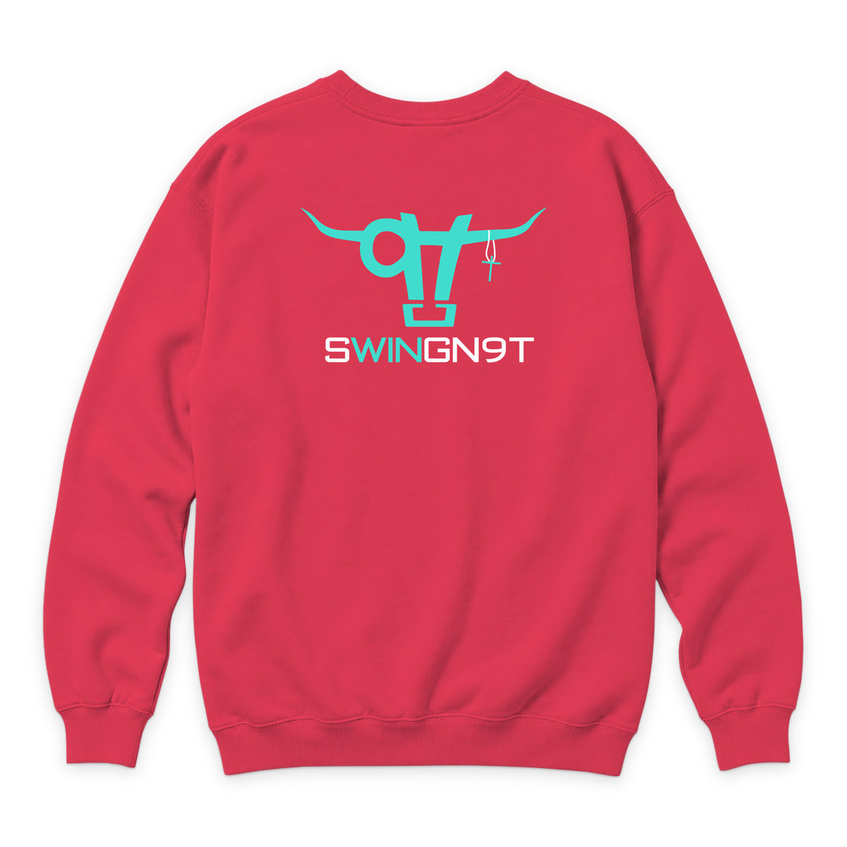 SwingN9T Crewneck — Cardinal — back view on white