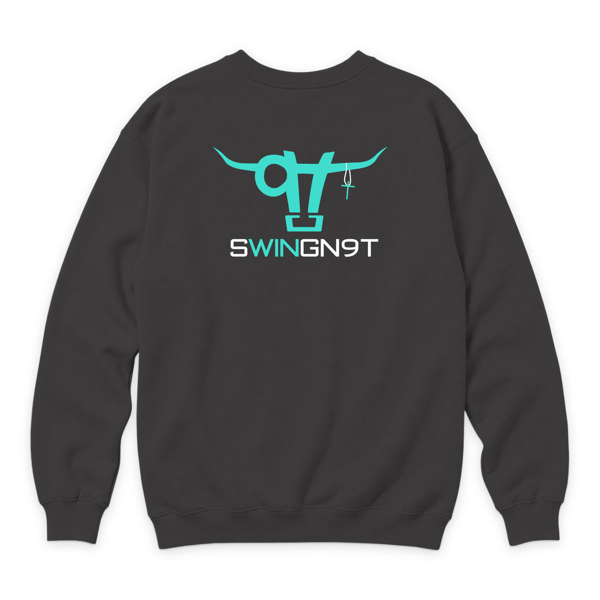 SwingN9T Crewneck — Smoke — back view on white