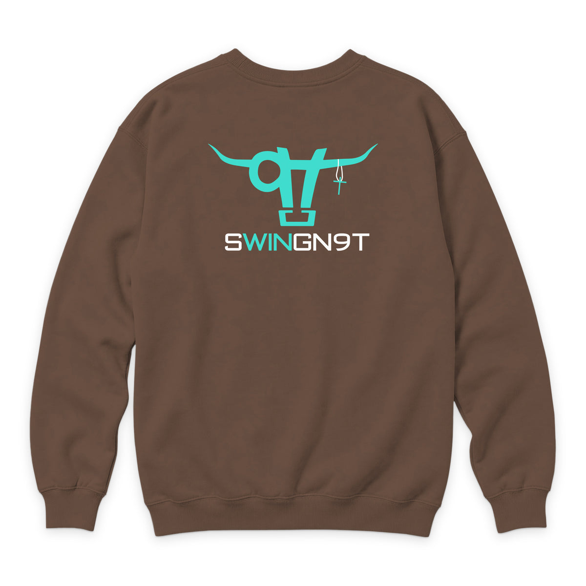 SwingN9T Crewneck — Chestnut — back view on white