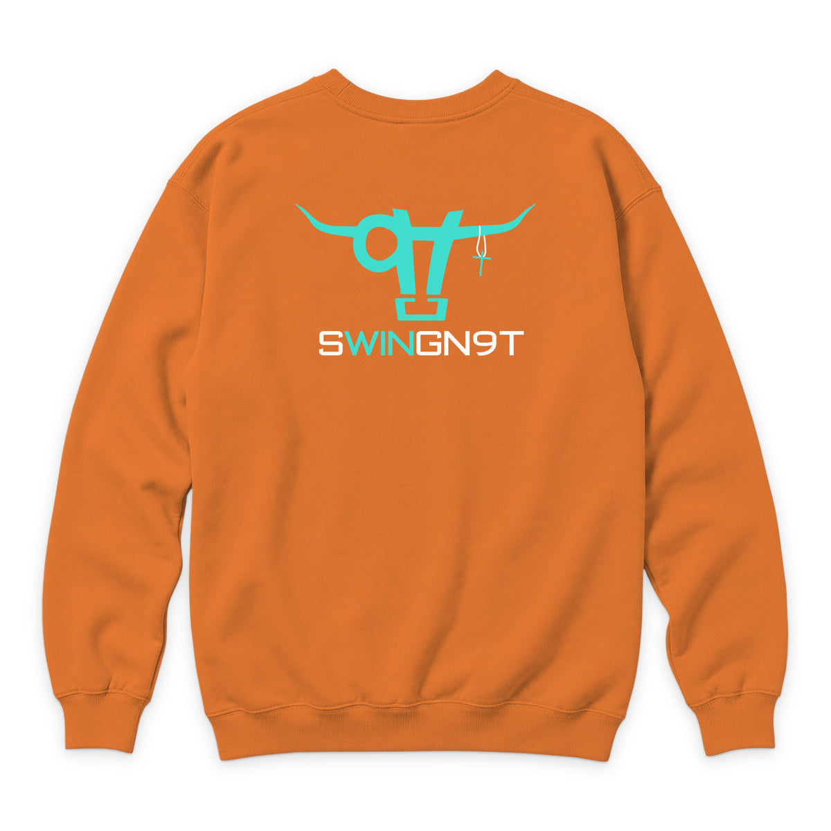 SwingN9T Crewneck — Carrot — back view on white