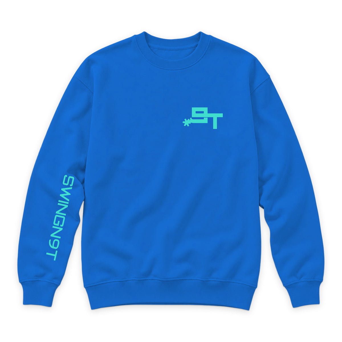 SwingN9T Crewneck — True Royal — front view on white