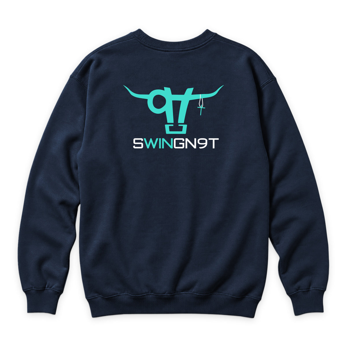 SwingN9T Crewneck — Navy — back view on white