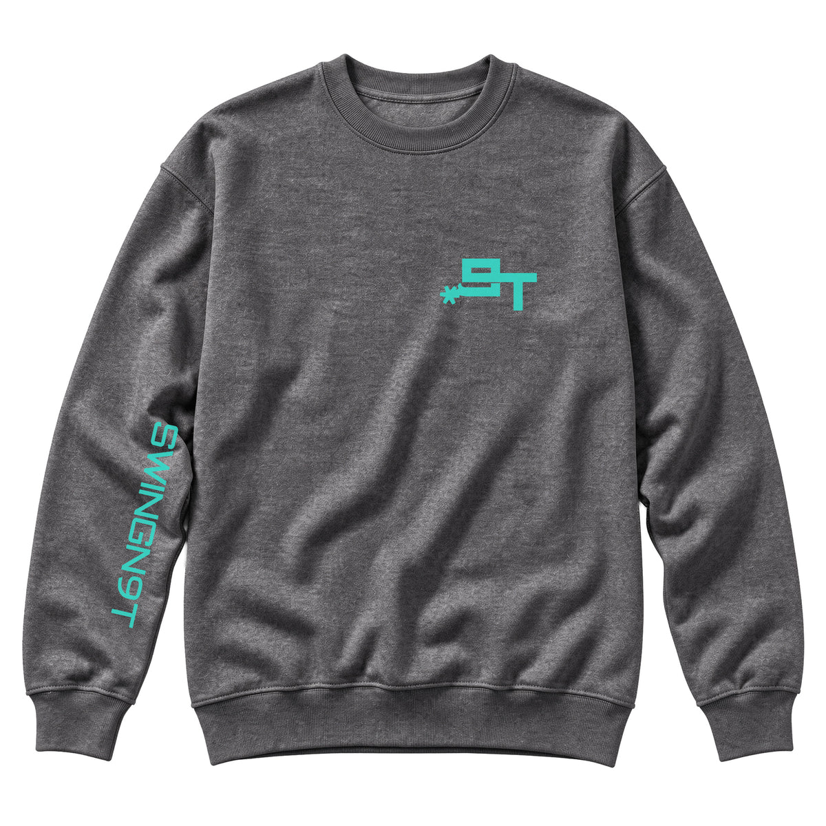 SwingN9T Crewneck / Charcoal Heather / front on white