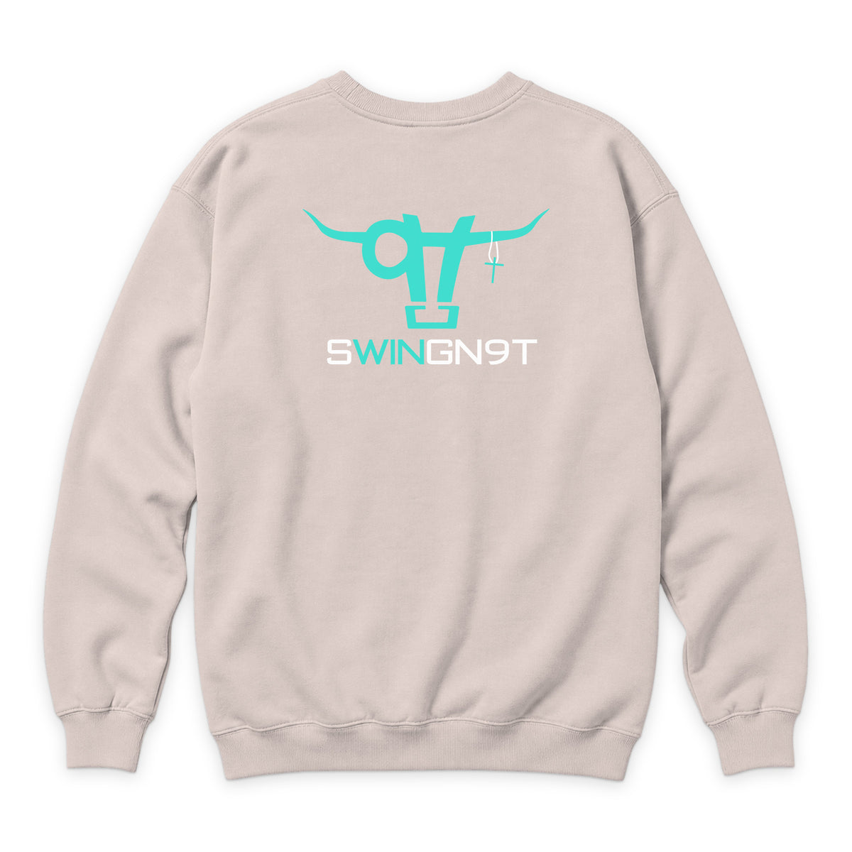 SwingN9T Crewneck — Pale Pink — back view on white