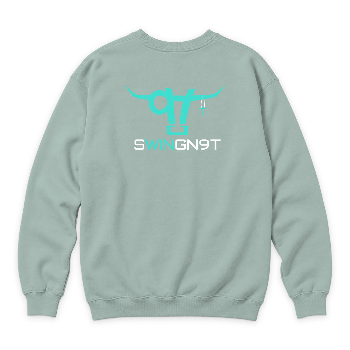 SwingN9T Crewneck — Seafoam — back view on white