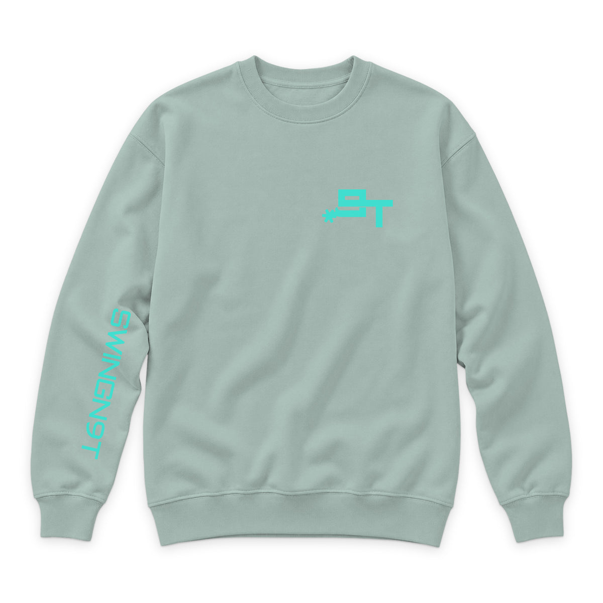 SwingN9T Crewneck — Seafoam — front view on white
