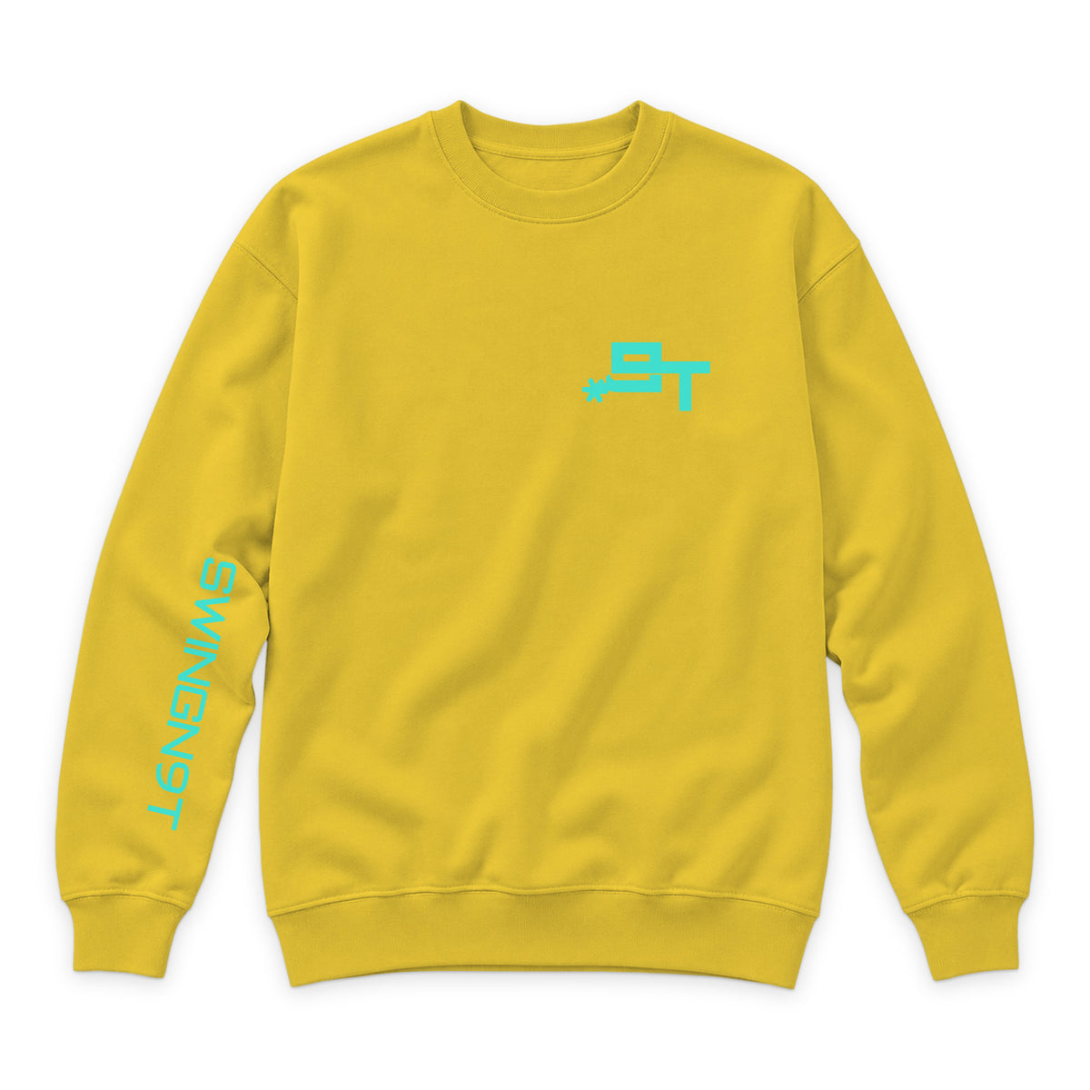 SwingN9T Crewneck — Lemon — front view on white