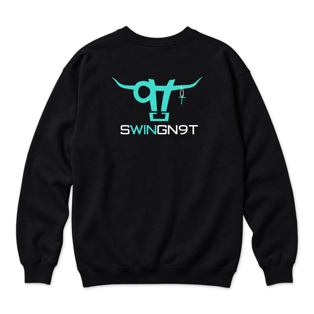 SwingN9T Crewneck — Black — back view on white