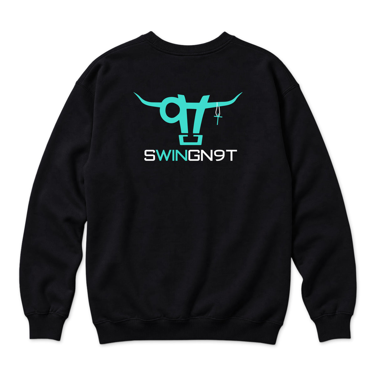 SwingN9T Crewneck — Black — back view on white