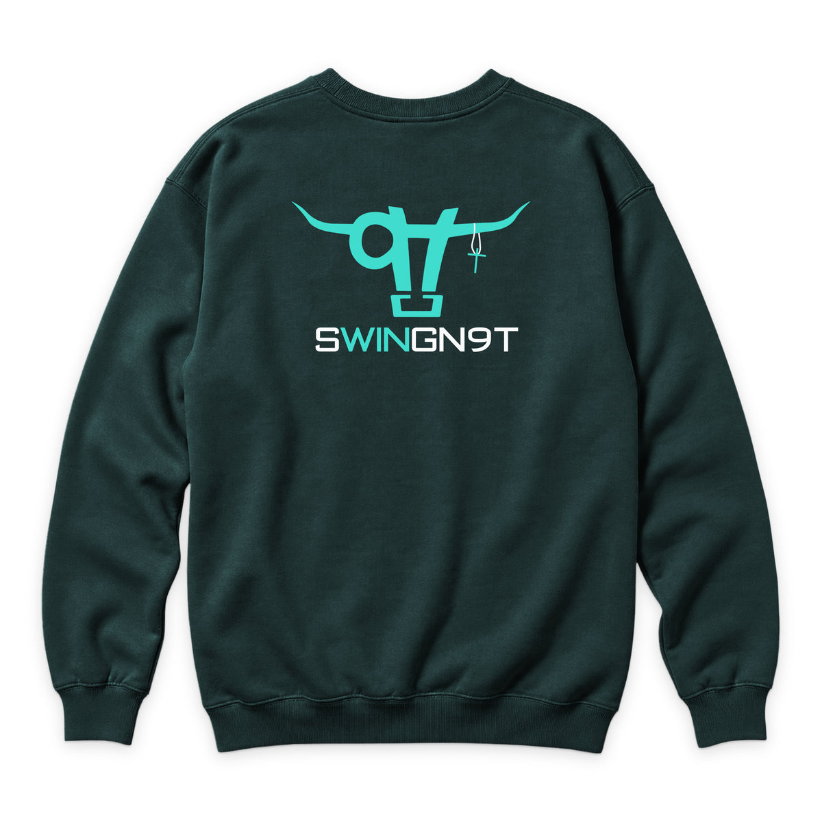 SwingN9T Crewneck — Sports Green — back view on white