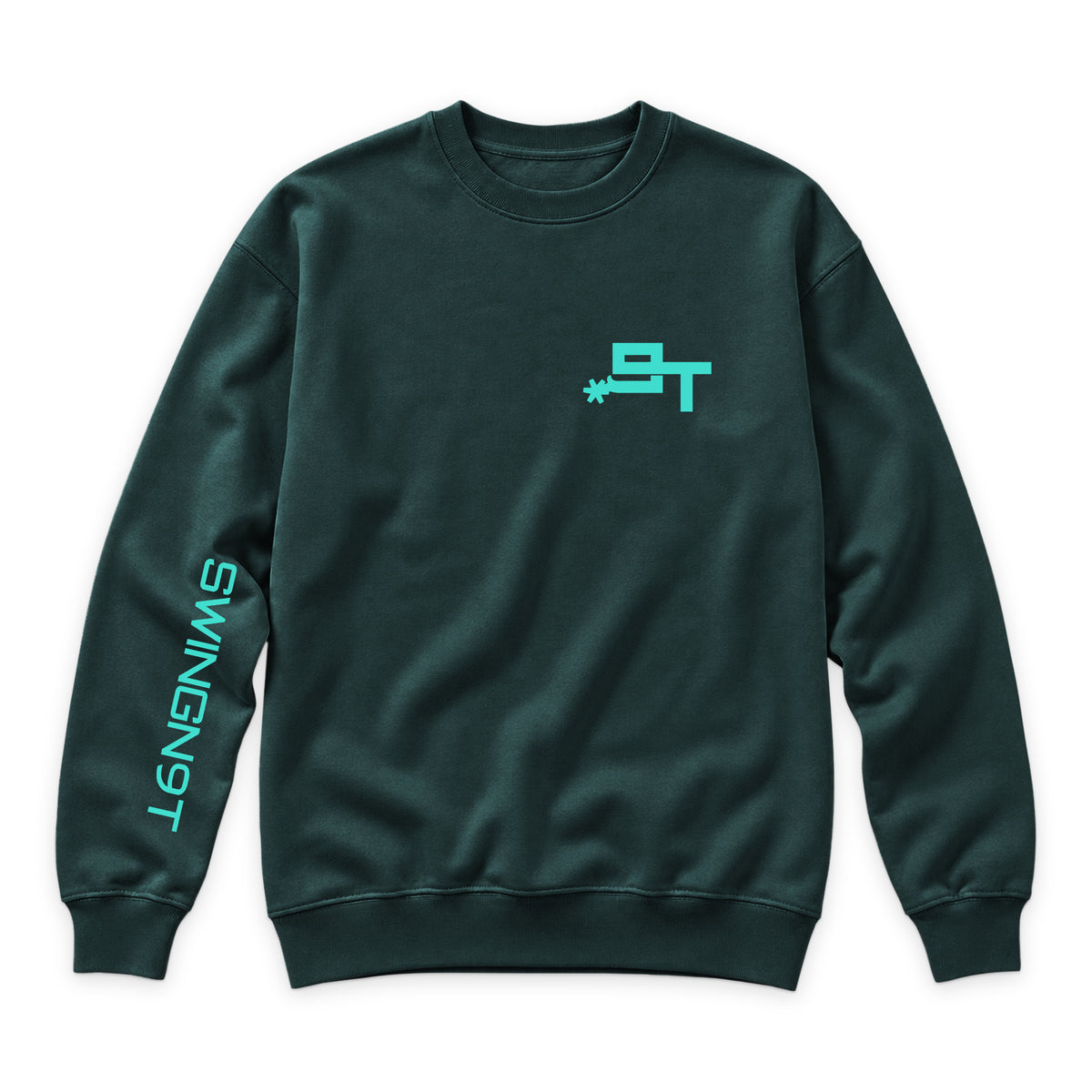 SwingN9T Crewneck — Sports Green — front view on white