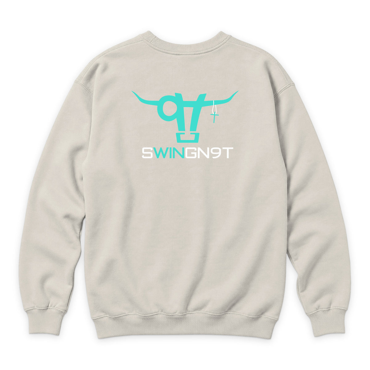SwingN9T Crewneck — Sandshell — back view on white