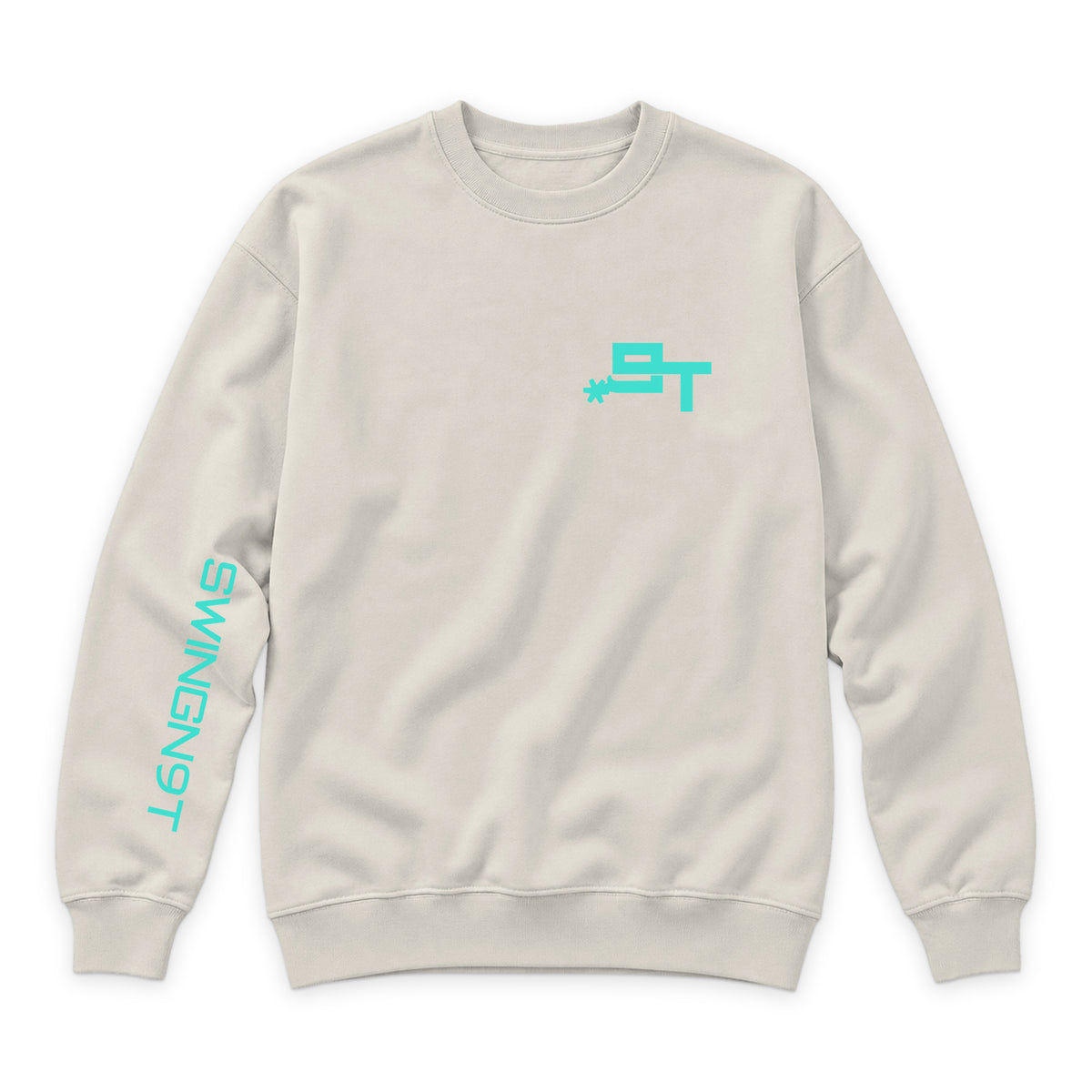 SwingN9T Crewneck — Sandshell — front view on white