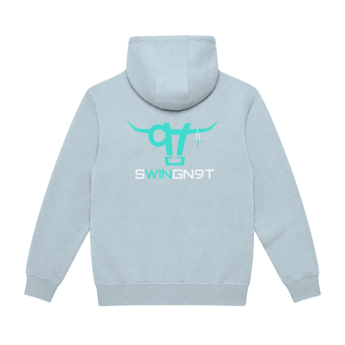 SwingN9T Hoodie / Blue Mist / back on white