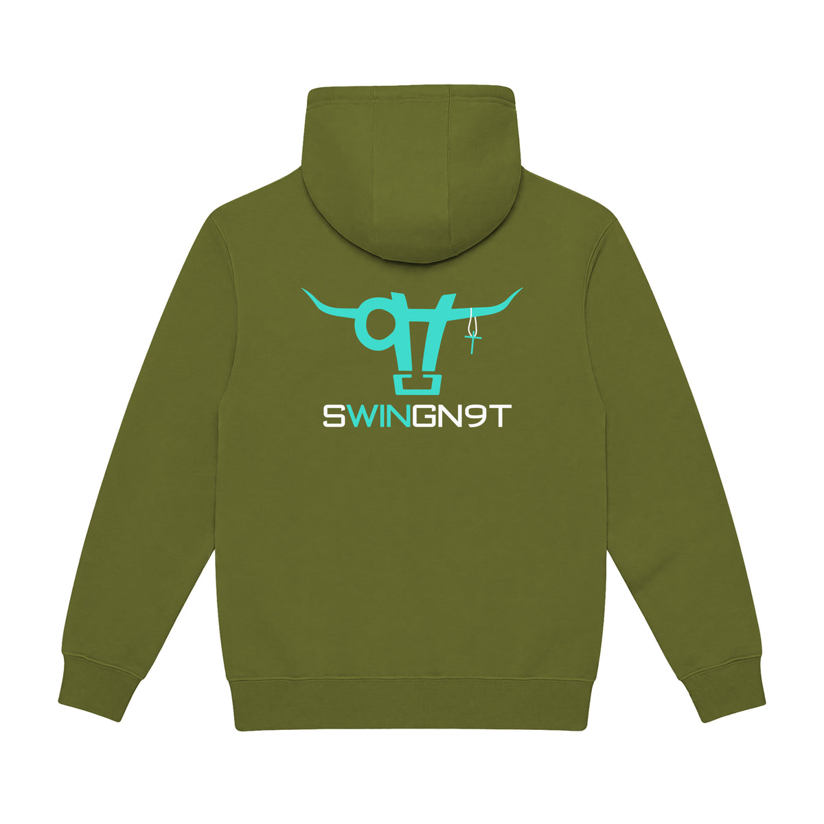 SwingN9T Hoodie / Army Green / back on white