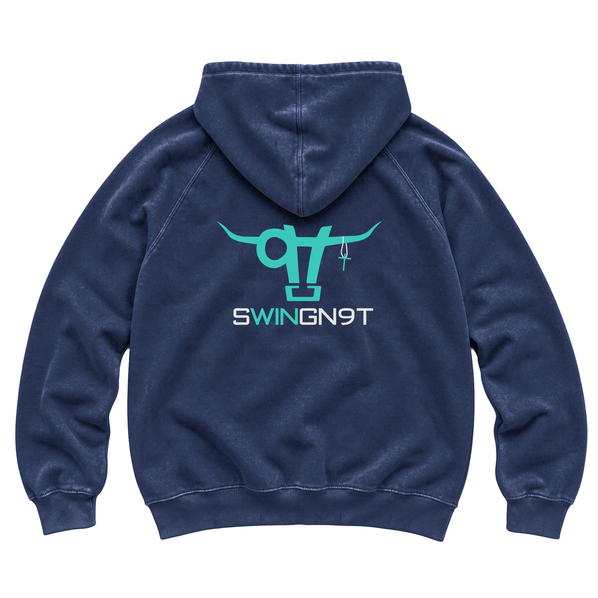 SwingN9T Hoodie / Vintage Denim / back on white