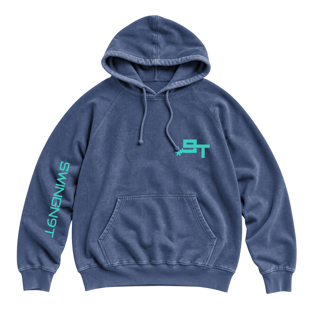 SwingN9T Hoodie / Vintage Denim / front on white