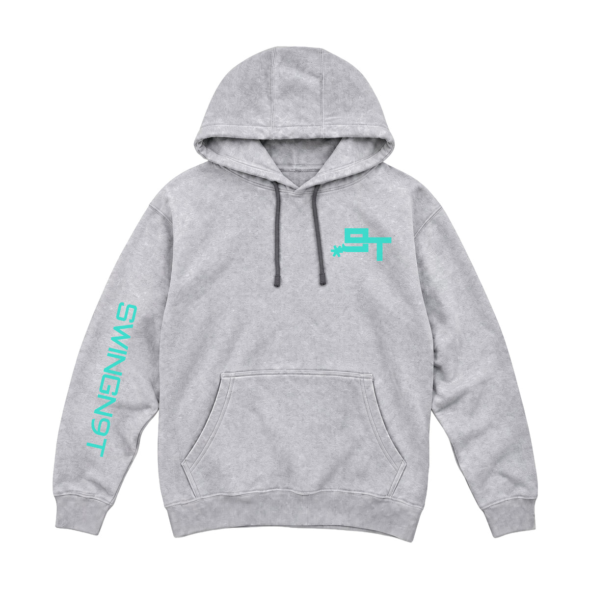 SwingN9T Hoodie / Heather Grey / front on white
