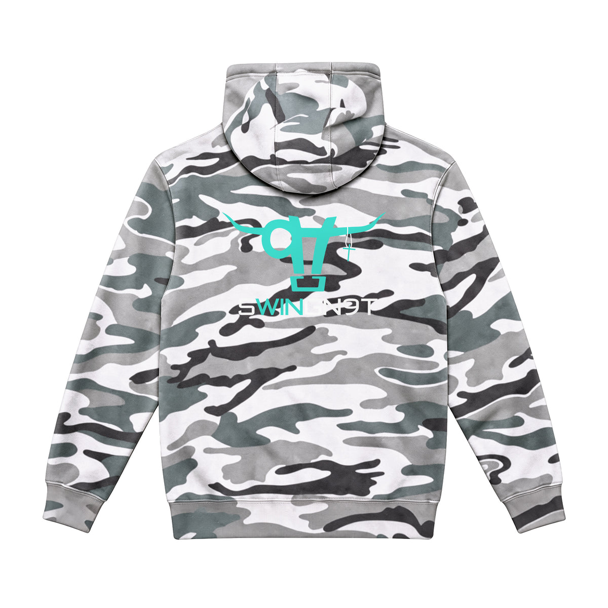 SwingN9T Hoodie / Sage Camo / back on white