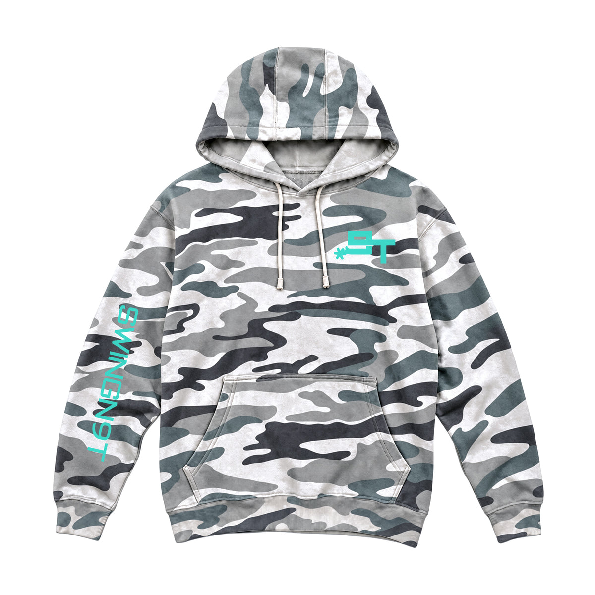 SwingN9T Hoodie / Sage Camo / front on white