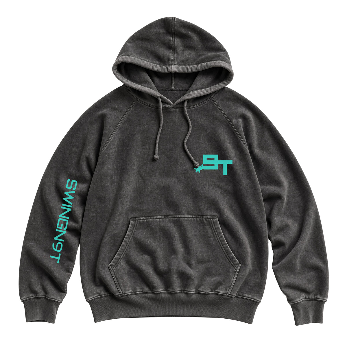SwingN9T Hoodie / Vintage Black / front on white
