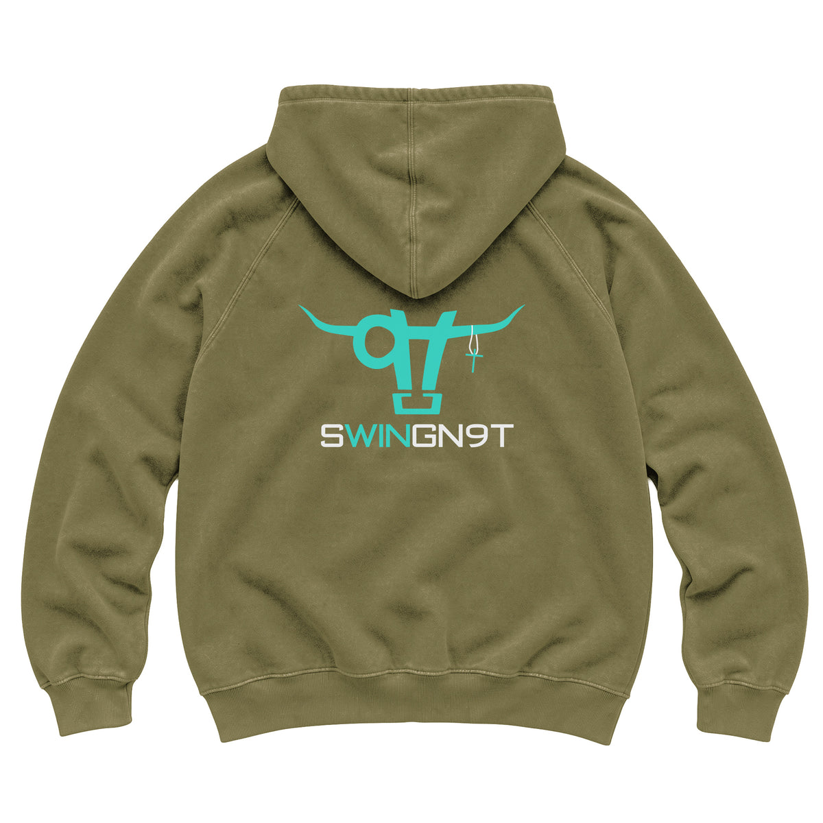 SwingN9T Hoodie / Vintage Olive / back on white