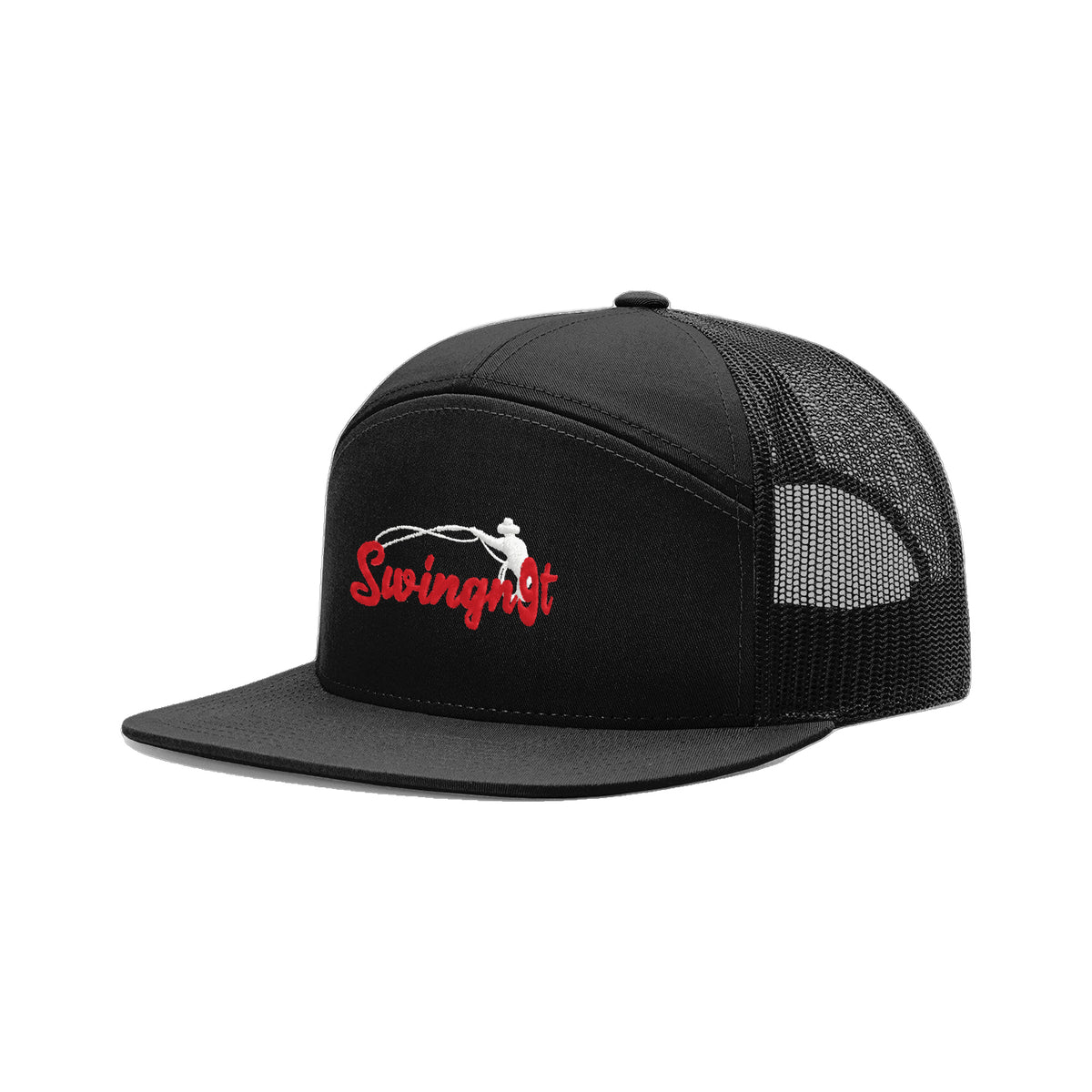 SwingN9T Roping Richardson 168 Hat / Black / Red/White / angle on white