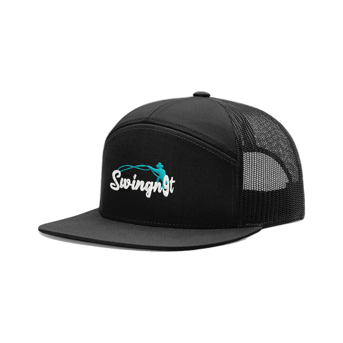 SwingN9T Roping Richardson 168 Hat / Black / White/Teal / angle on white