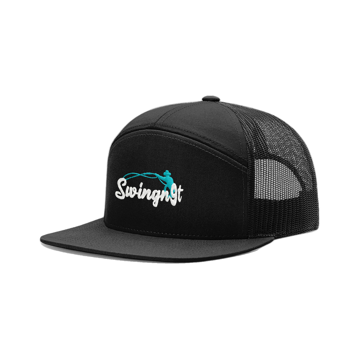 SwingN9T Roping Richardson 168 Hat / Black / White/Teal / angle on white