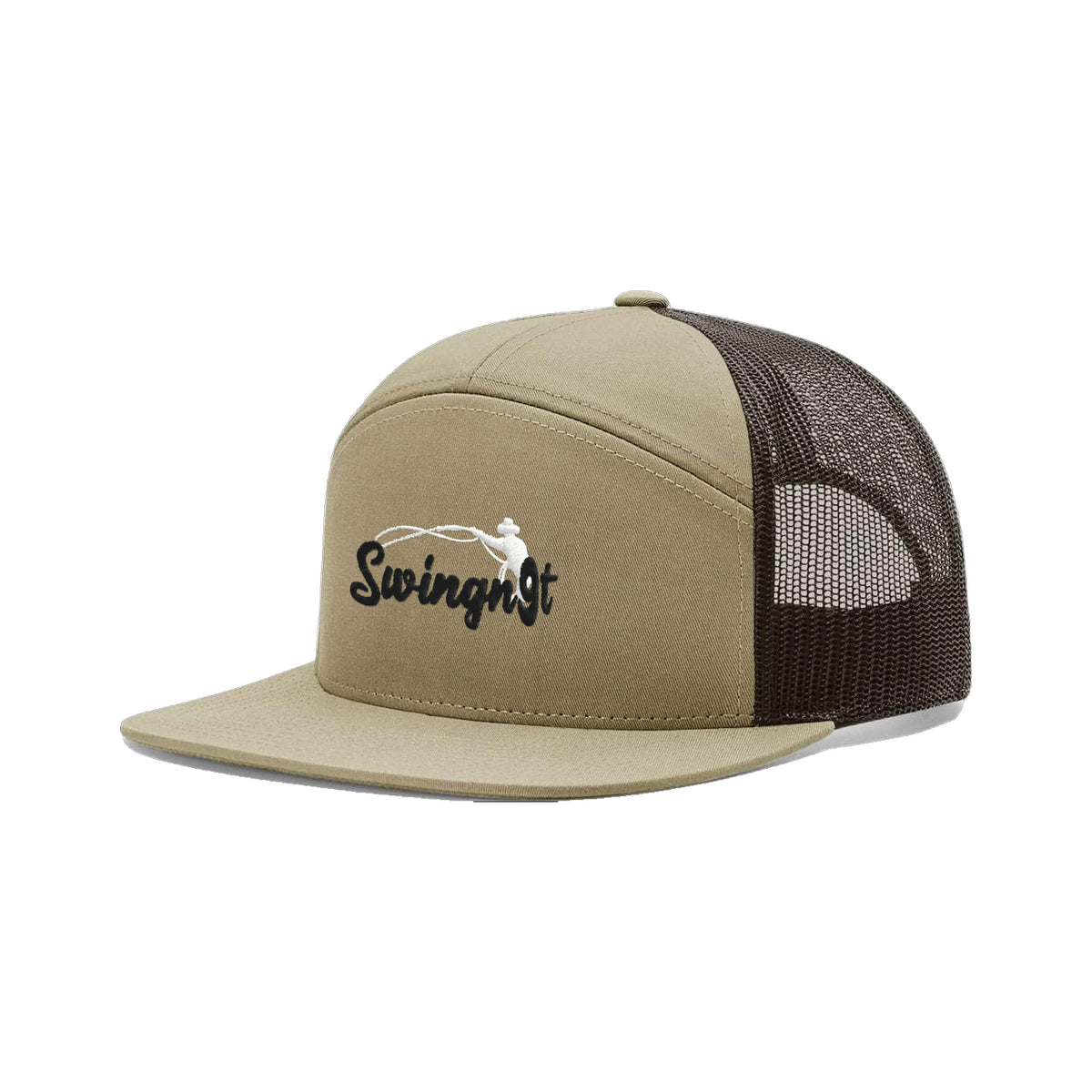 SwingN9T Roping Richardson 168 Hat / Pale Khaki/Brown / Black/White / angle on white