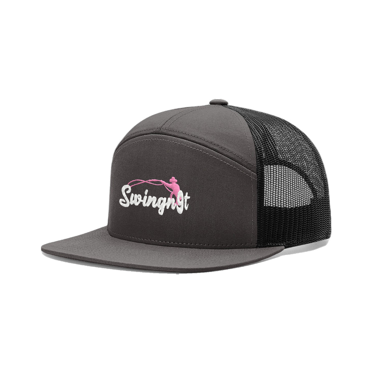 SwingN9T Roping Richardson 168 Hat / Charcoal/Black / White/Pink / angle on white