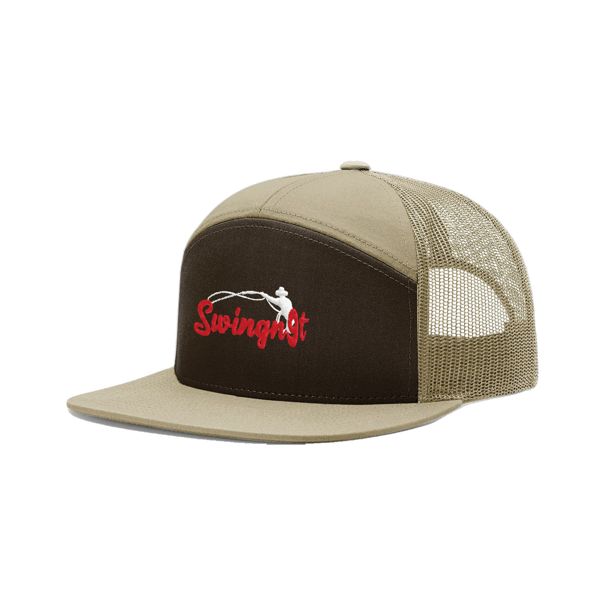 SwingN9T Roping Richardson 168 Hat / Brown/Khaki / Red/White / angle on white
