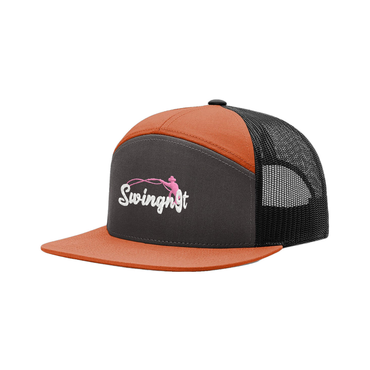 SwingN9T Roping Richardson 168 Hat / Charcoal/Burnt Orange/Black / White/Pink / angle on white