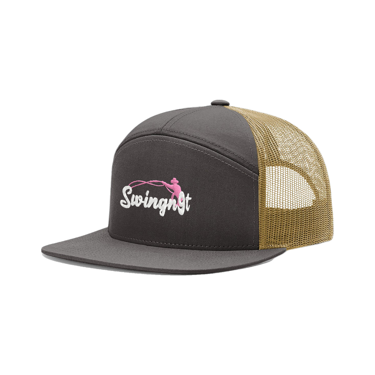 SwingN9T Roping Richardson 168 Hat / Charcoal/Old Gold / White/Pink / angle on white